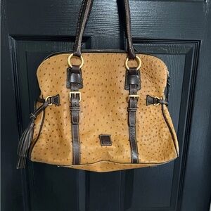 Dooney & Bourke Tan and Brown Ostrich Shoulder Bag